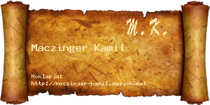 Maczinger Kamil névjegykártya